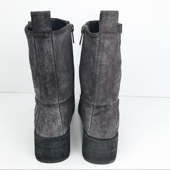Anthropologie Intentionally Blank Grayish Purple Suede Leather Zip Closure Boots - Picture 10 of 16